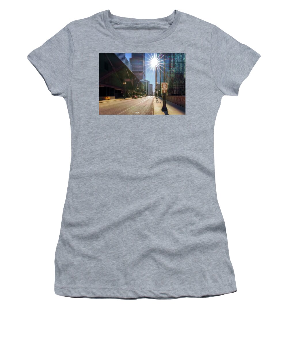 Route 66 Women's T-Shirt featuring the photograph Chicago Route 66 - Jackson Boulevard by Susan Rissi Tregoning