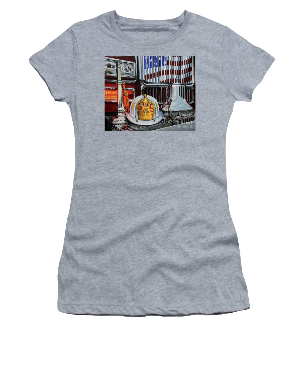 Fdny Women's T-Shirt featuring the painting Chief's Trumpet by Paul Walsh