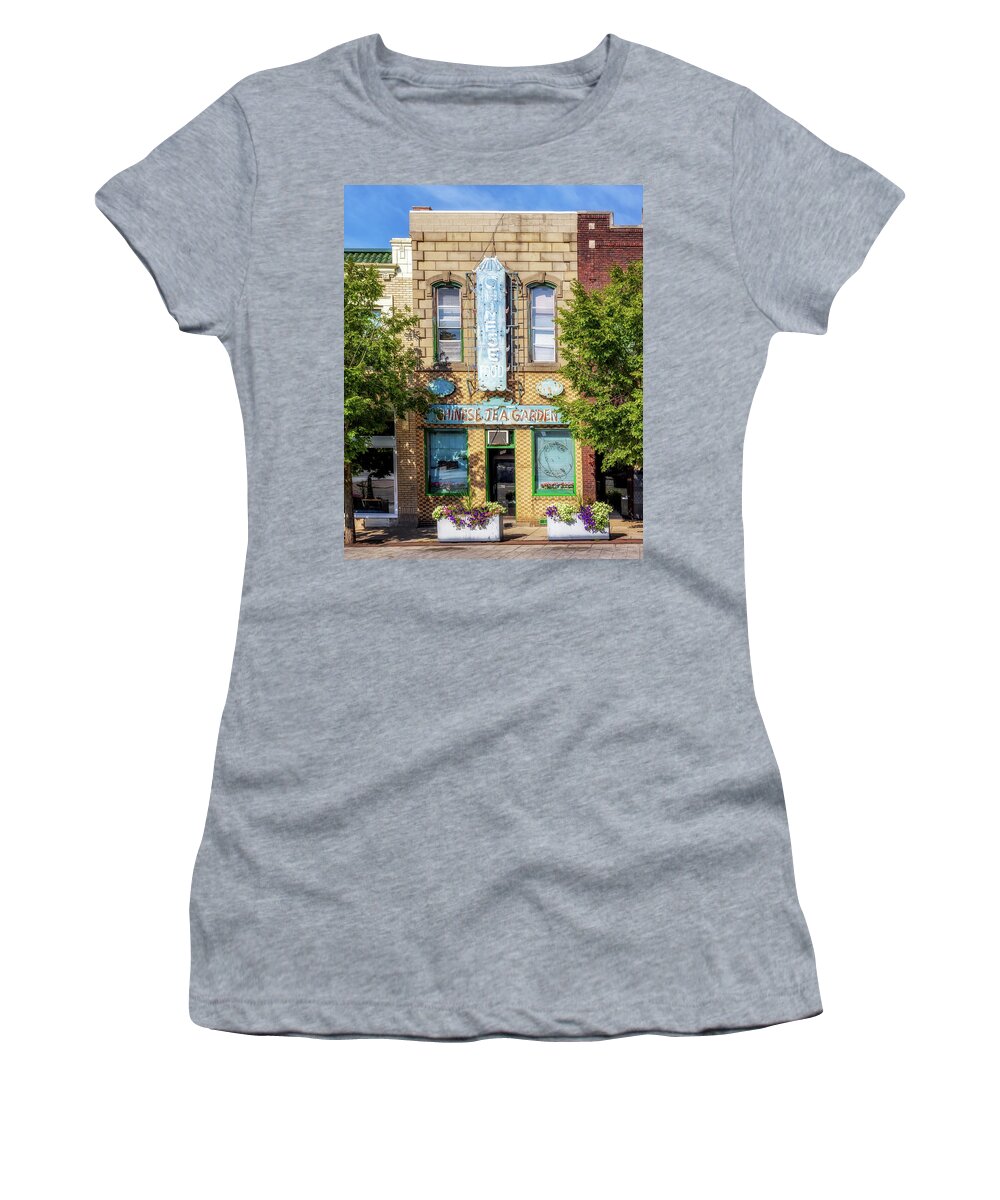 Chinese Tea Garden Women's T-Shirt featuring the photograph Chinese Tea Garden - Decatur, Illinois by Susan Rissi Tregoning