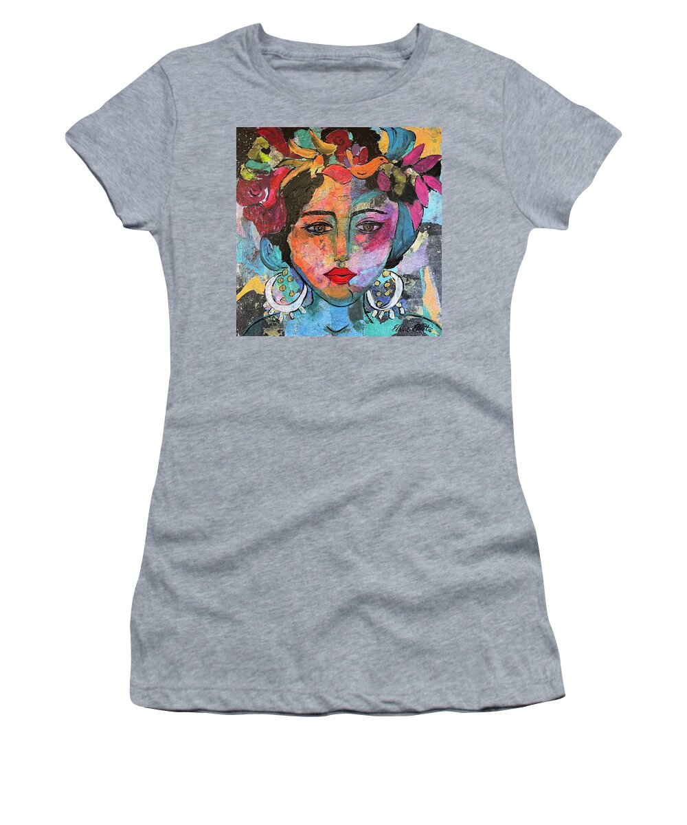 Mexican Woman Women's T-Shirt featuring the painting Chiquita by Elaine Elliott