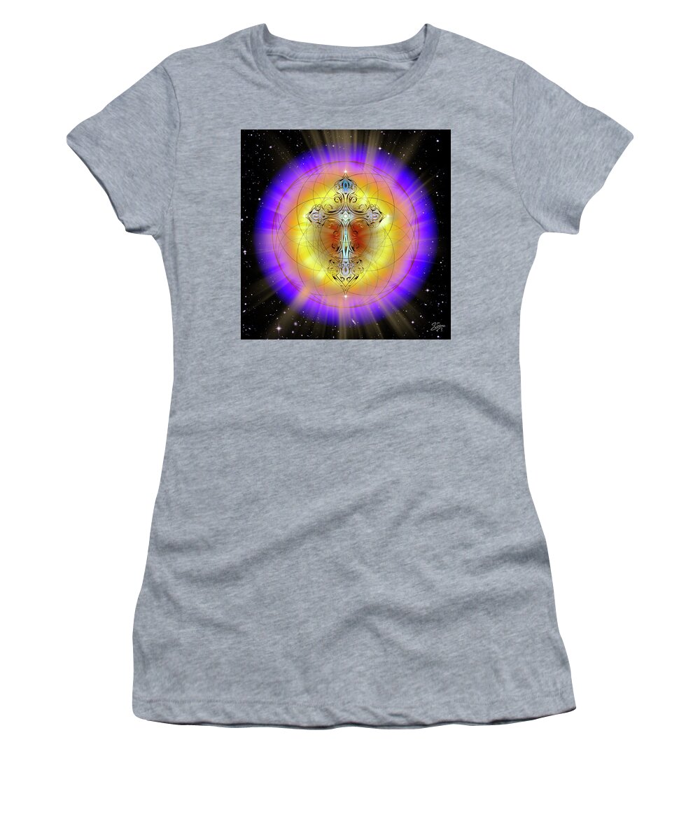 Christian Cross Women's T-Shirt featuring the digital art Christian Sacred Geometry 2 by Endre Balogh