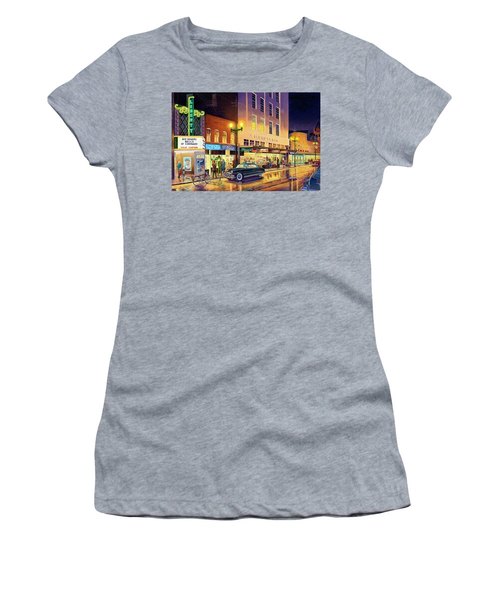 Beaumont Women's T-Shirt featuring the painting Christmas Corner by Randy Welborn