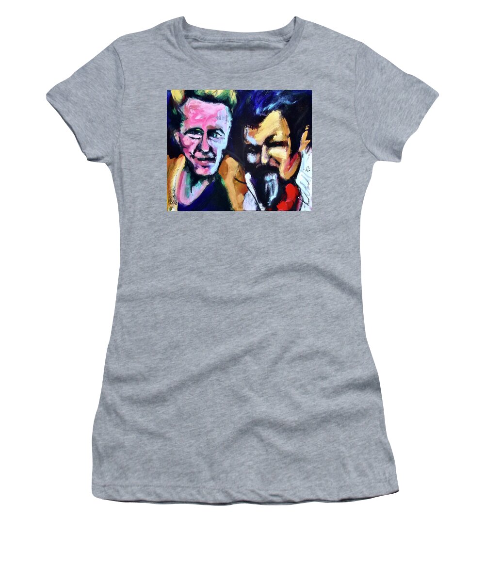 Portrait Women's T-Shirt featuring the painting Christopher and Julian by Les Leffingwell