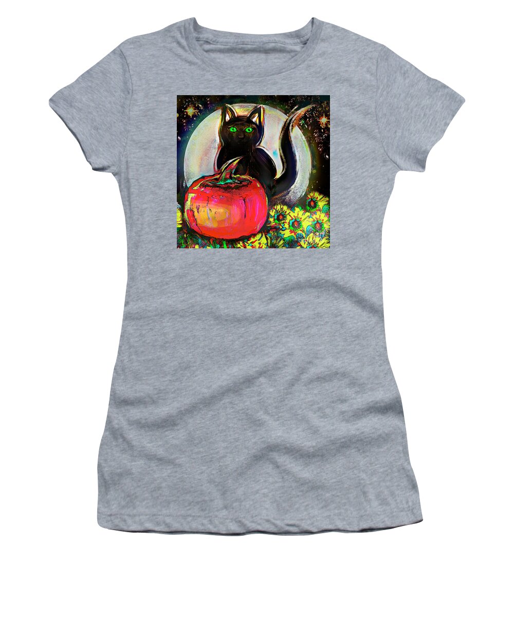 Halloween Women's T-Shirt featuring the digital art Halloween Garden in Chrysanthemums by BelleAme Sommers