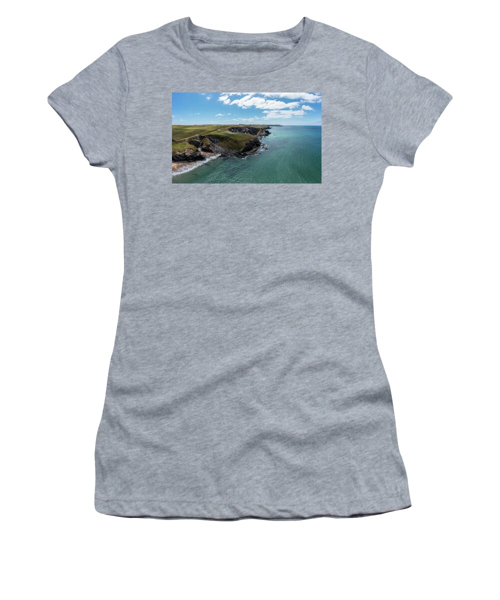 Church Cove Women's T-Shirt featuring the photograph Church Cove towards Mullion by Graham Moore