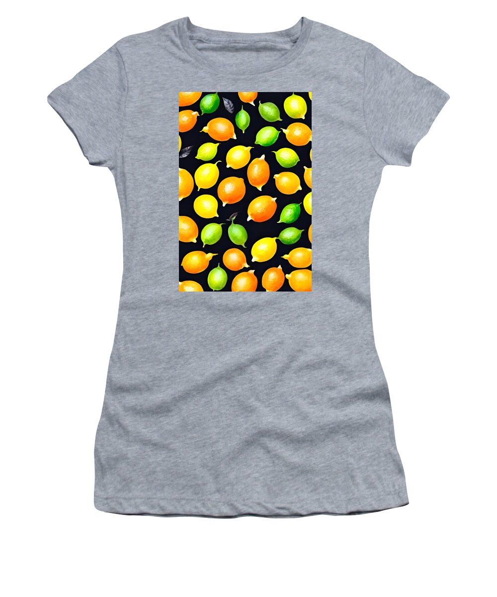 Lemonsandlimes Women's T-Shirt featuring the painting Citrus Art by Bonnie Bruno