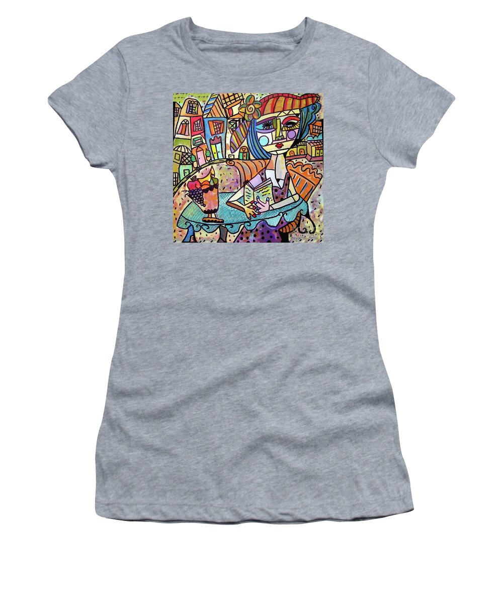 City Women's T-Shirt featuring the painting Old City Cafe Fruit by Sandra Silberzweig