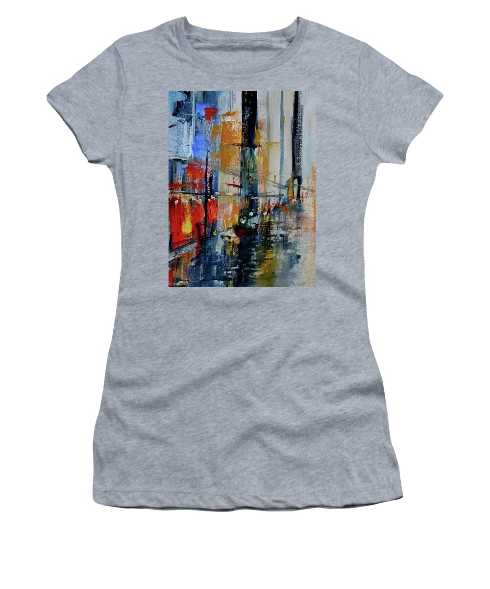 City Women's T-Shirt featuring the painting City On The Water by Lisa Kaiser