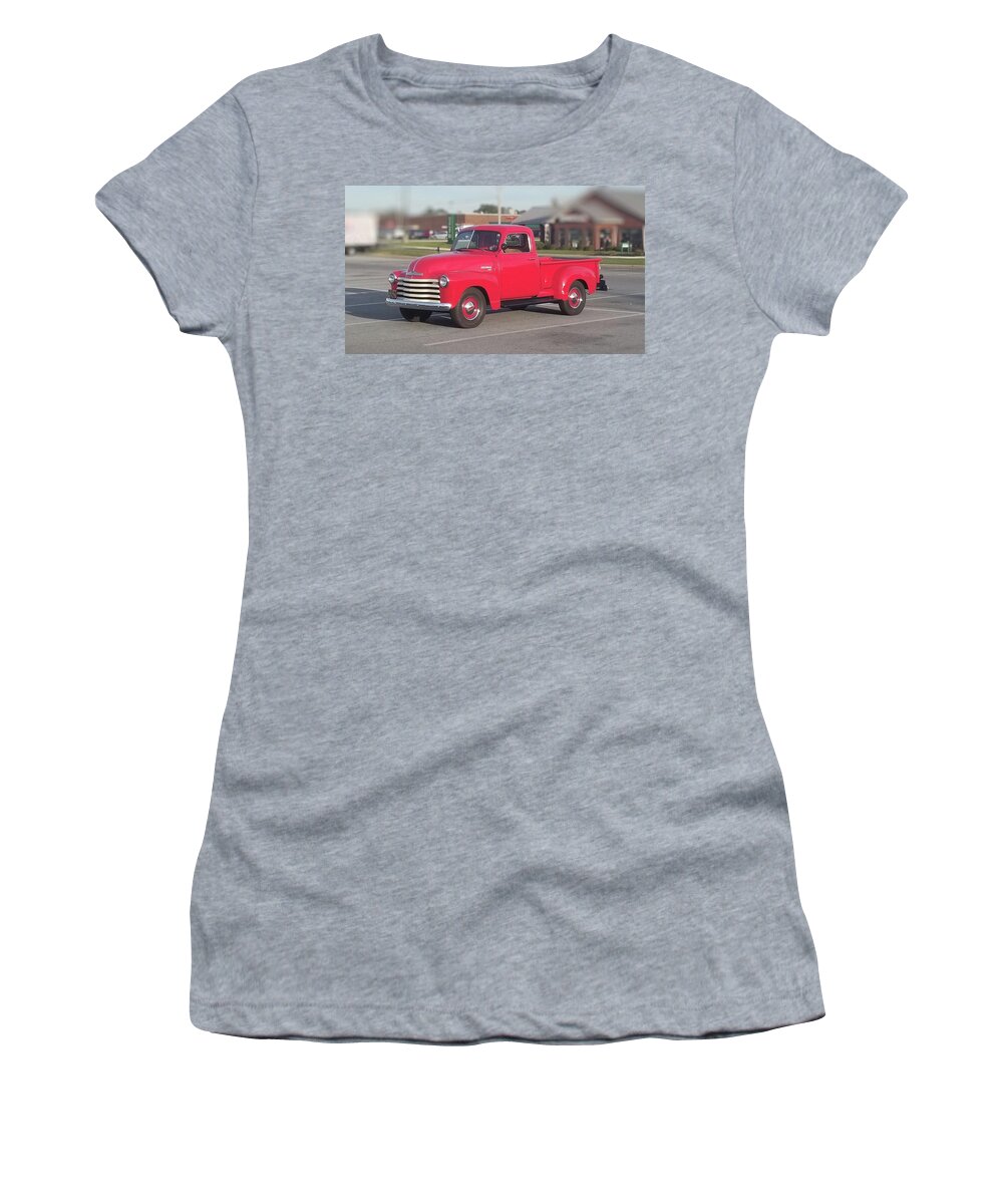 Classic Women's T-Shirt featuring the photograph Classic Red Chevy Truck by Pour Your heART Out Artworks