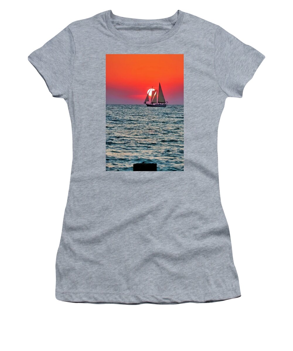  Women's T-Shirt featuring the photograph Clearwater Sailboat by Lorella Schoales