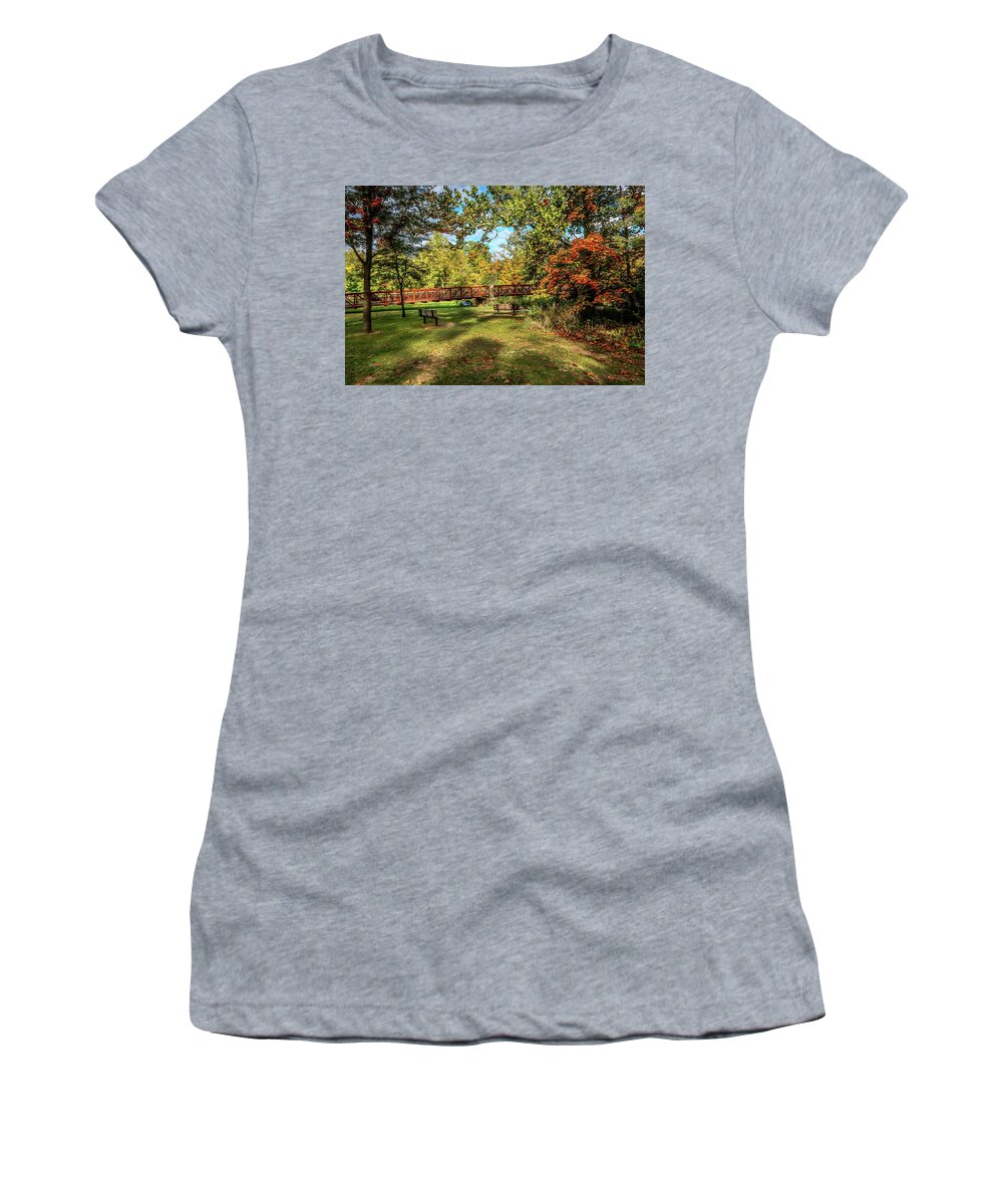 Fall Women's T-Shirt featuring the photograph Clinton River Colors IMG_3169 Dodge Park by Michael Thomas