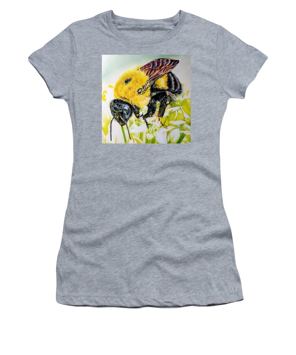 Flowers Women's T-Shirt featuring the drawing Clover Bee by Kelly Speros
