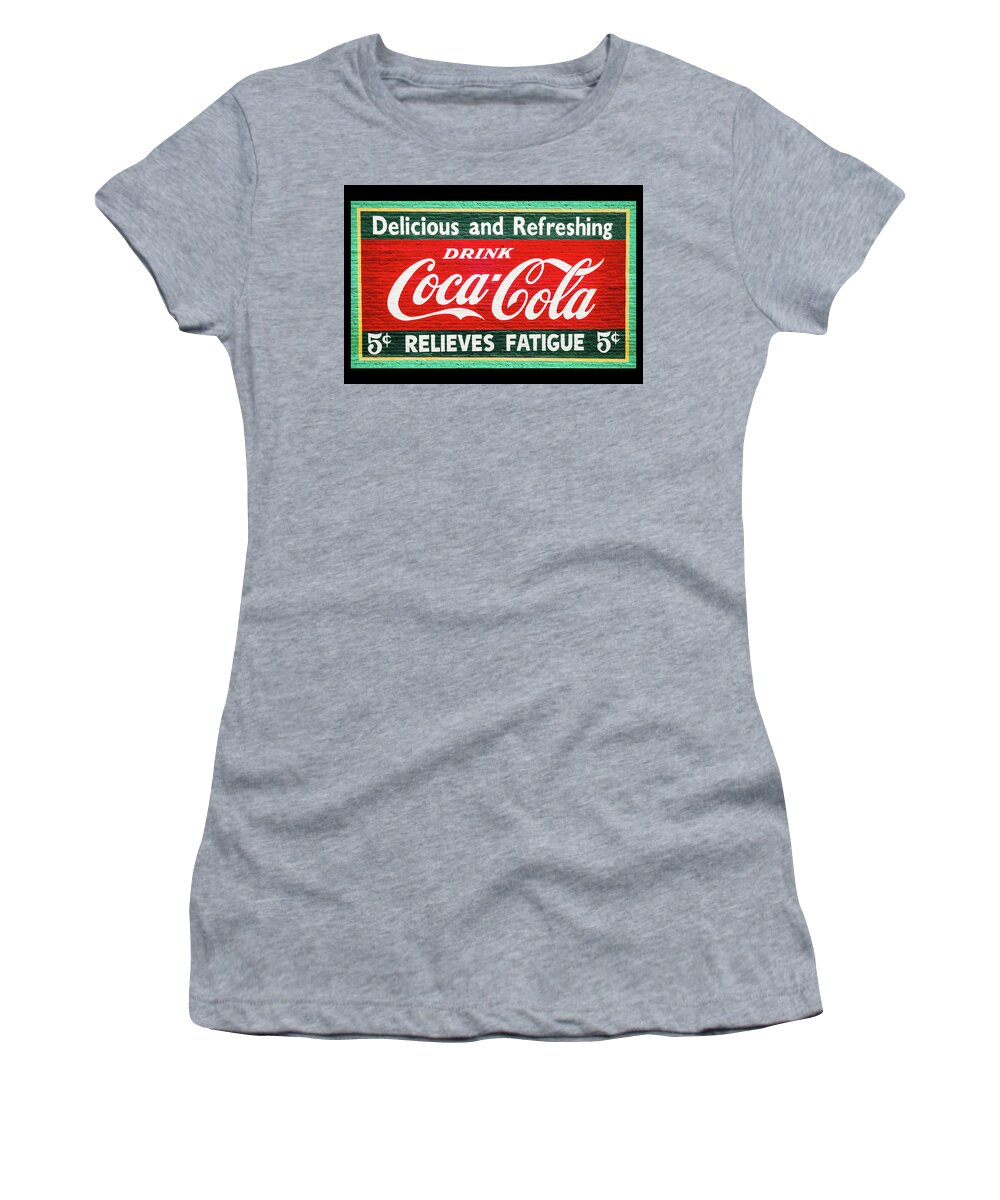 Cocacola Women's T-Shirt featuring the photograph CocaCola Wall Painting 5 cent by Flees Photos