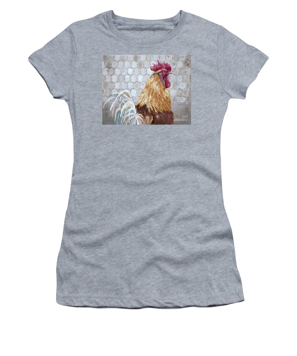 Chicken Women's T-Shirt featuring the painting Cocktail - Rooster Painting by Annie Troe