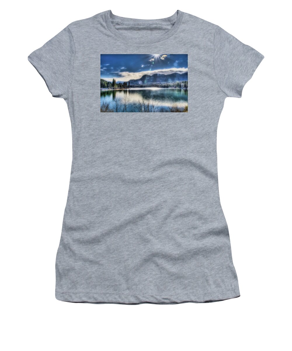 River Women's T-Shirt featuring the photograph Cold Day on the Pend Oreille by Dan Eskelson
