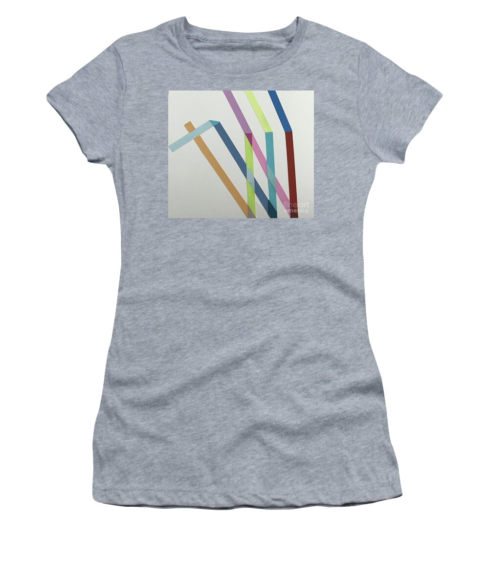 Original Art Work Women's T-Shirt featuring the mixed media Color Illusion #1 by Theresa Honeycheck