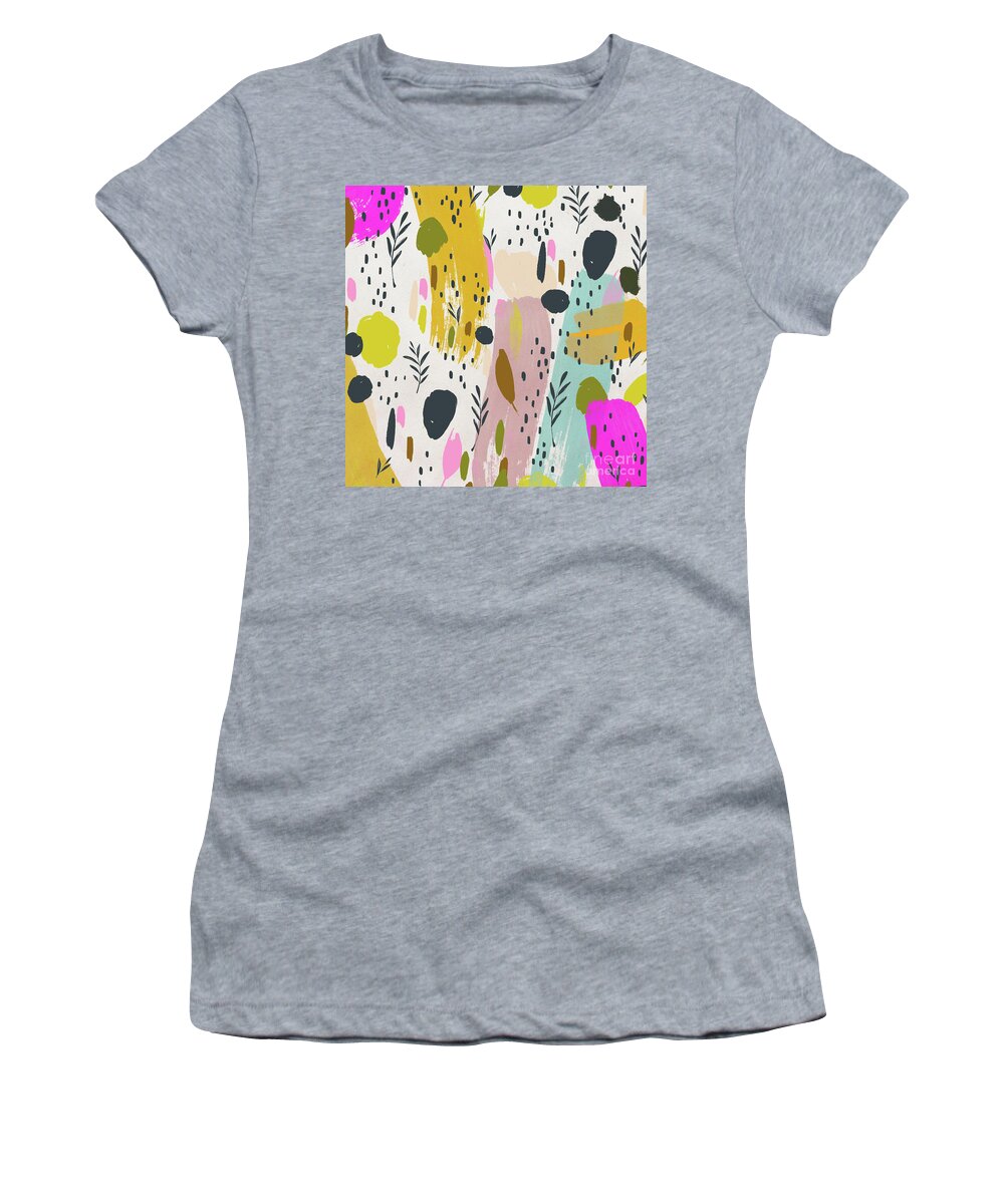Colorful Abstract Women's T-Shirt featuring the painting Colorful Abstract Floral Watercolor Painting by Modern Art