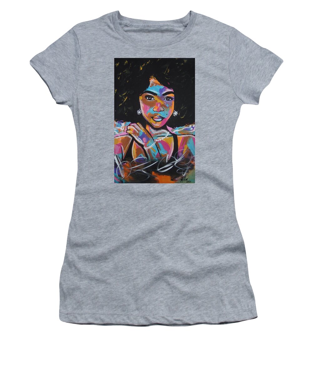 Woman Women's T-Shirt featuring the painting Colorful Beauty by Antonio Moore