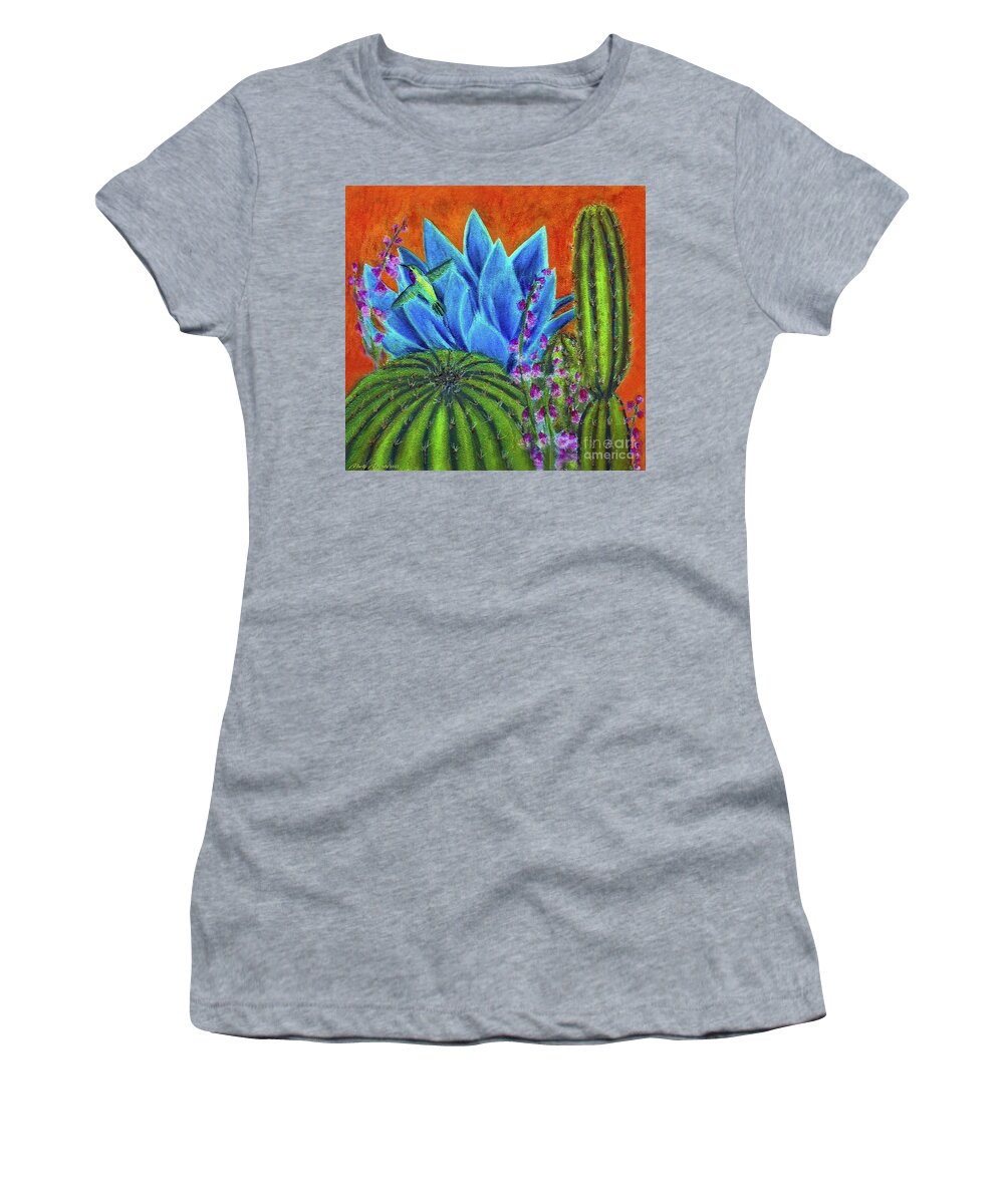 Saguaro Cactus Women's T-Shirt featuring the pastel Colorful Cactus V7 by Marty's Royal Art