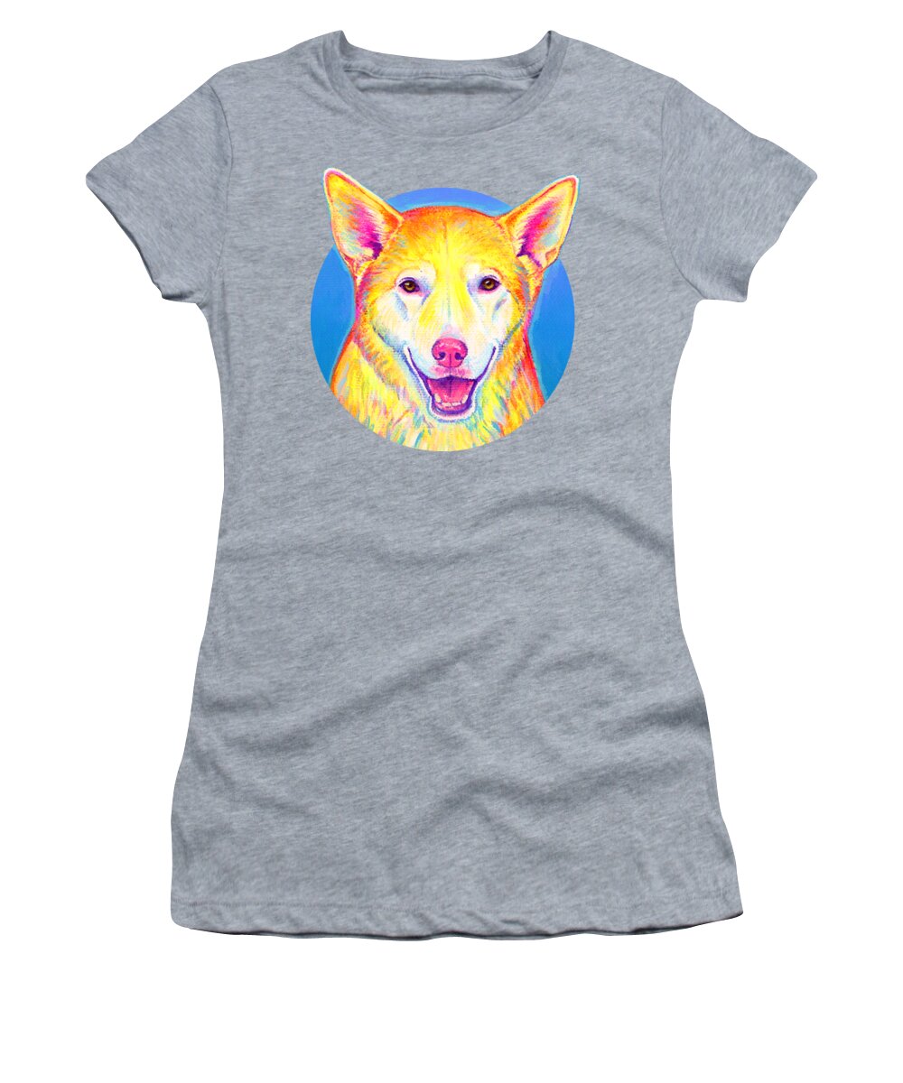 Dog Women's T-Shirt featuring the painting Colorful Yellow Dog by Rebecca Wang