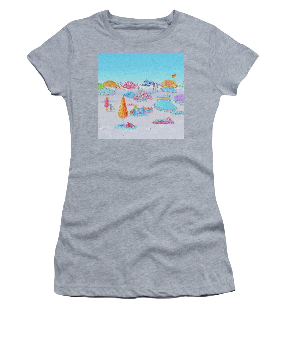 Beach Women's T-Shirt featuring the painting Colors of a summer day - beach scene by Jan Matson