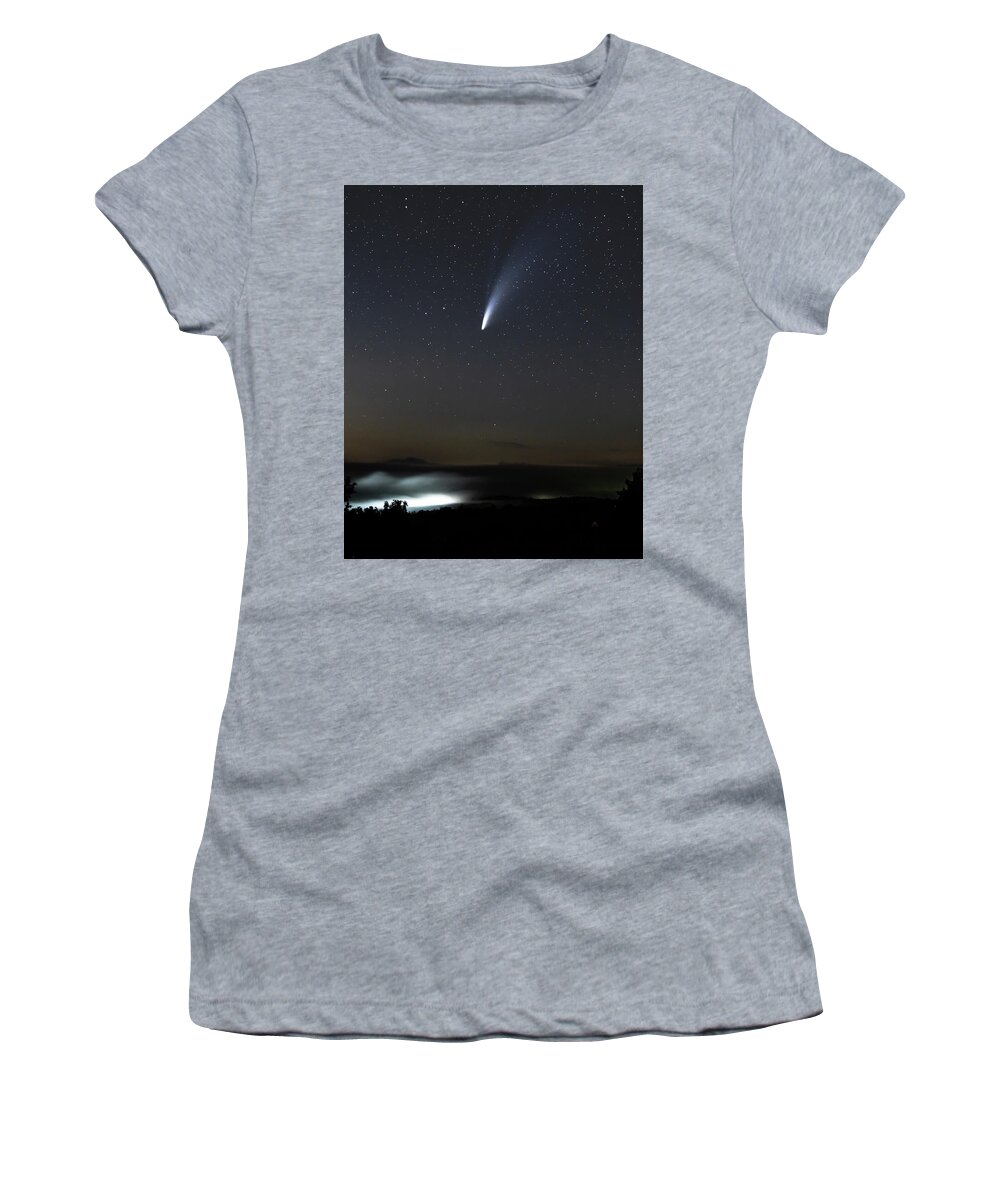 Night Women's T-Shirt featuring the photograph Comet above the Fog by Tim Kirchoff