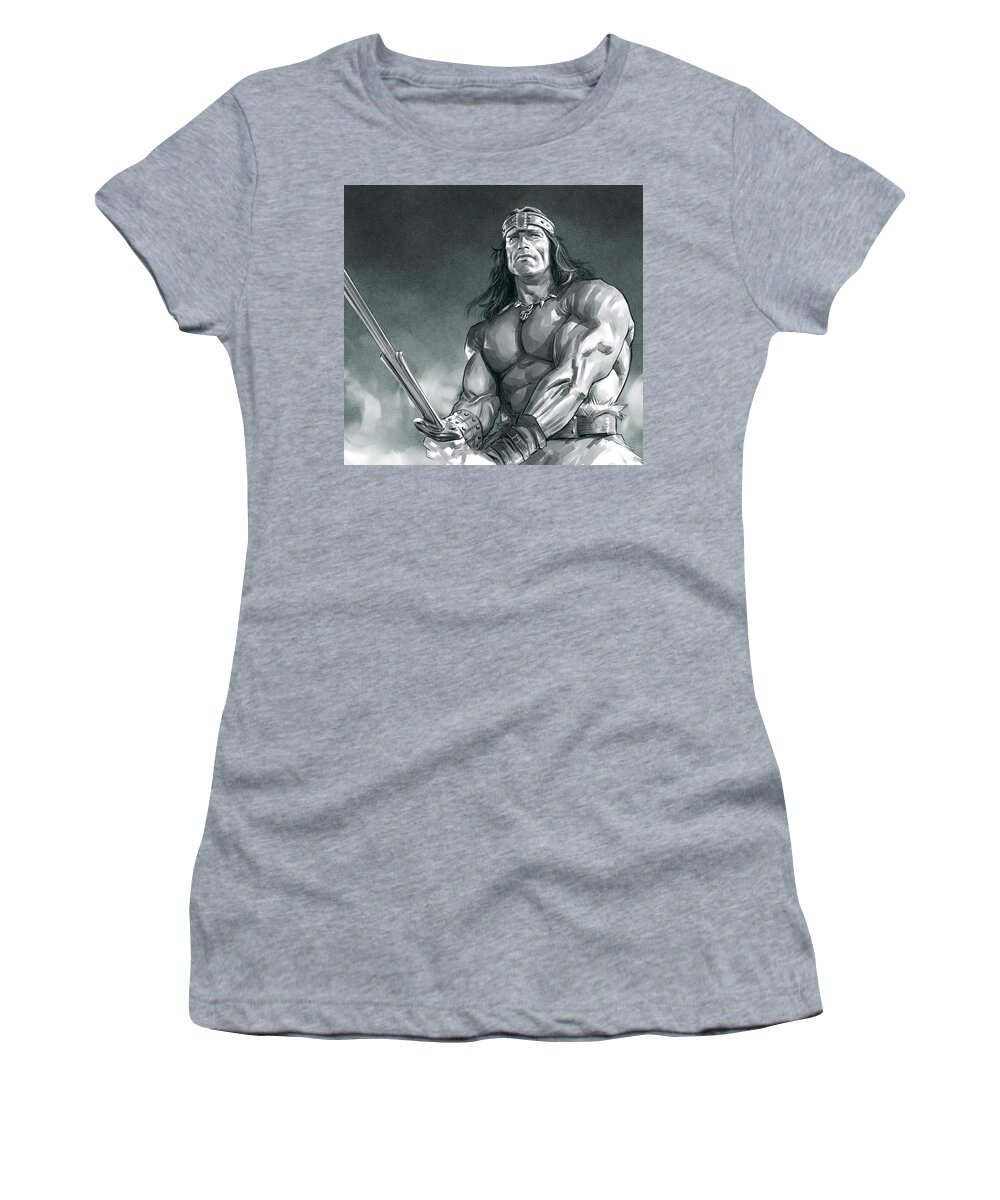 Conan The Barbarian Women's T-Shirt featuring the digital art Conan The Barbarian by Darko Babovic