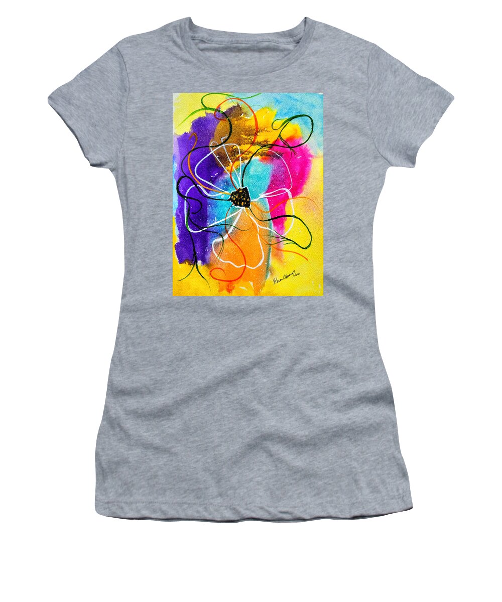 Abstract Women's T-Shirt featuring the painting Contemporary Floral by Shady Lane Studios-Karen Howard