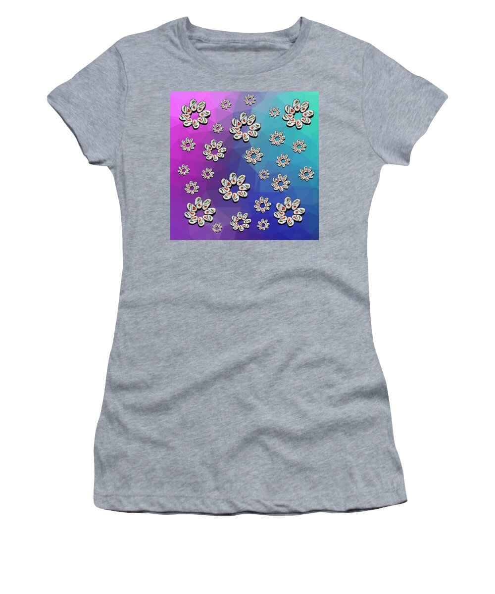 Sushi Women's T-Shirt featuring the digital art Cosmic Field of Sushi Flowers by Ali Baucom