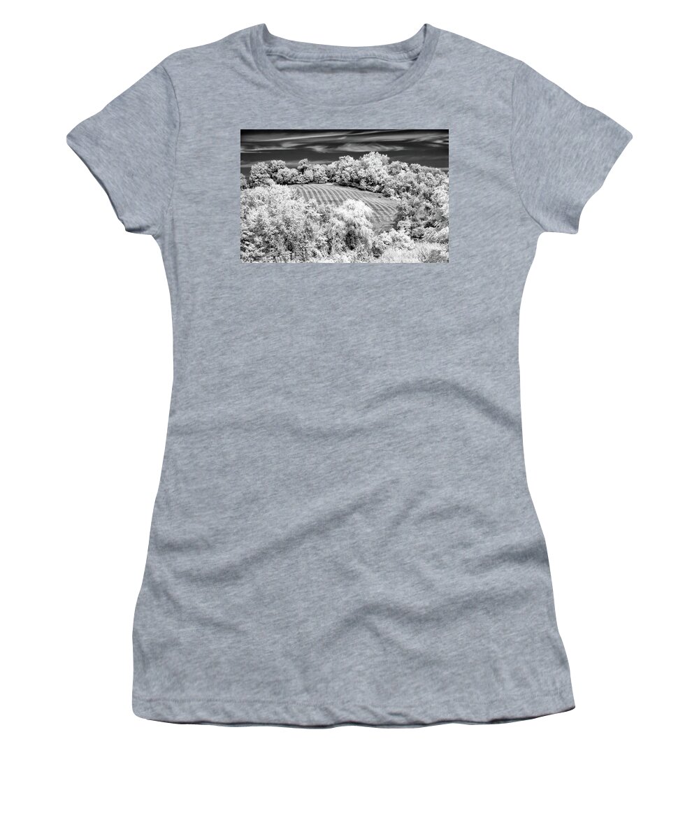 Black & White Women's T-Shirt featuring the photograph Country Field in Infrared by Anthony Sacco