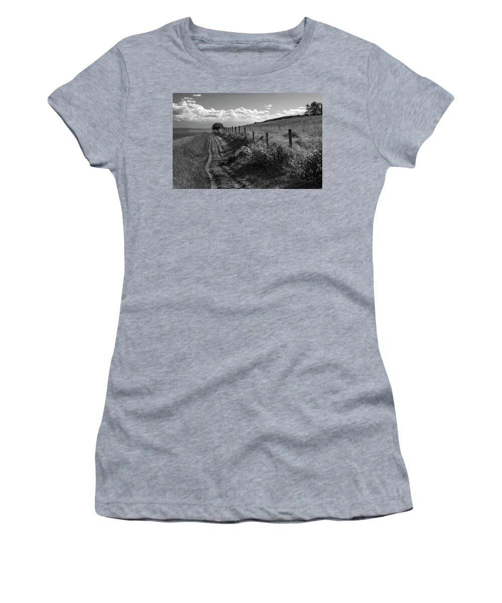 Lane Women's T-Shirt featuring the photograph Country Lane at Ebey's Landing by Mary Lee Dereske