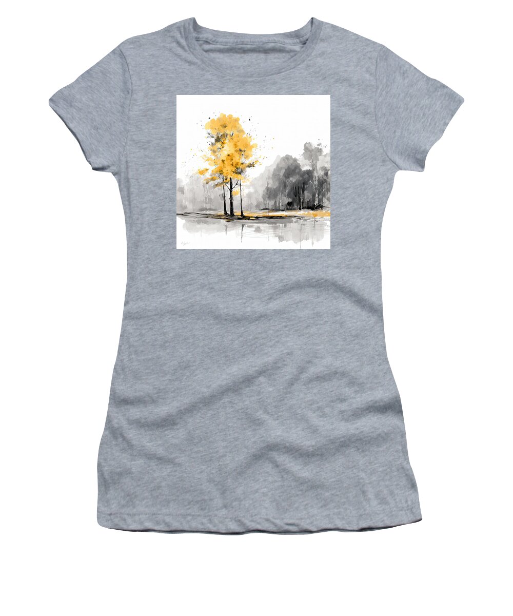Yellow Women's T-Shirt featuring the painting Country Life- Yellow And Gray Art by Lourry Legarde