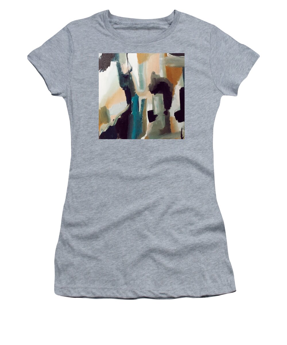 Blue Western Tan Beige Abstract Women's T-Shirt featuring the painting Cowboy by Meredith Palmer