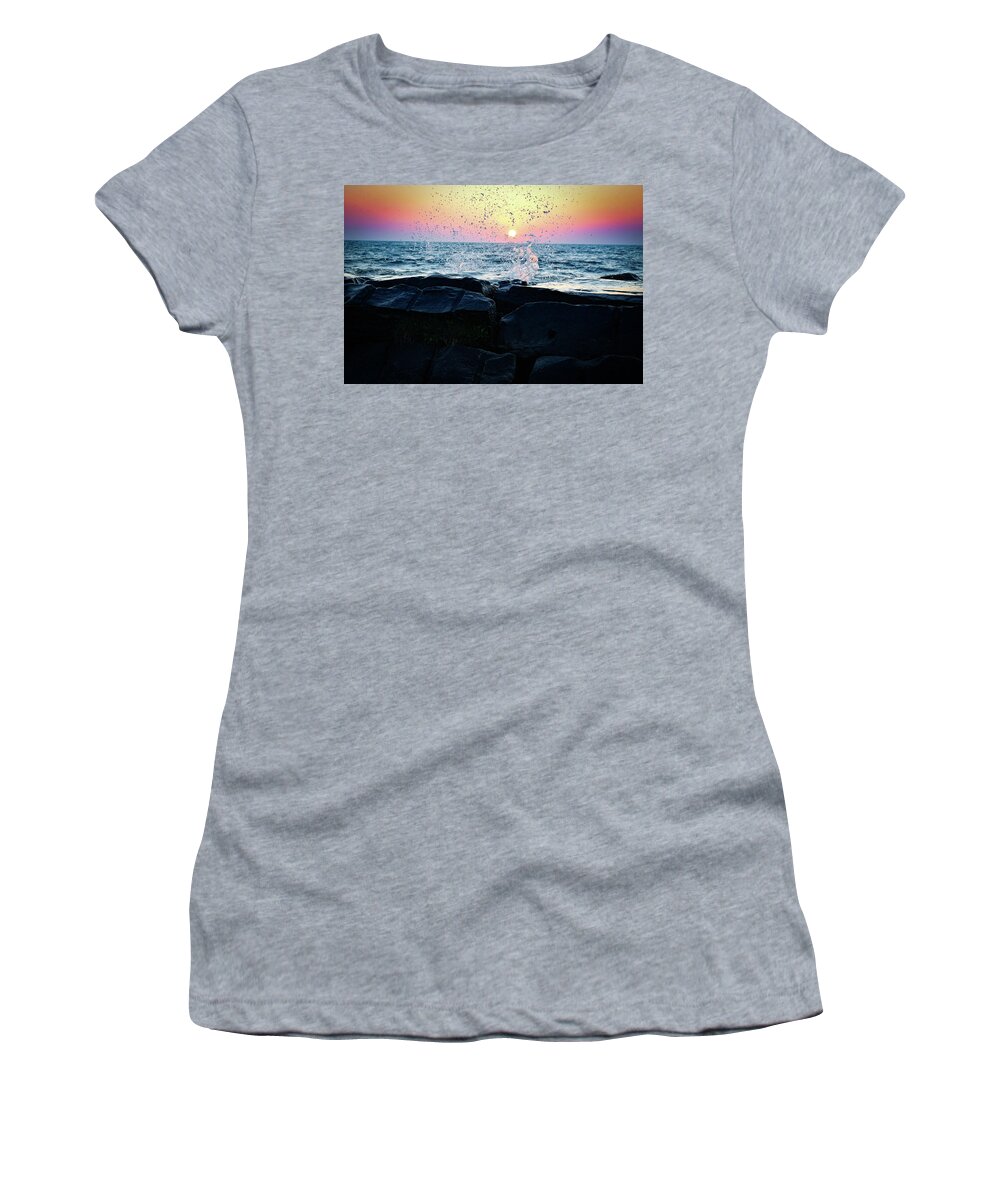 Splashing Water Women's T-Shirt featuring the photograph Crashing Waves by Michelle Wittensoldner