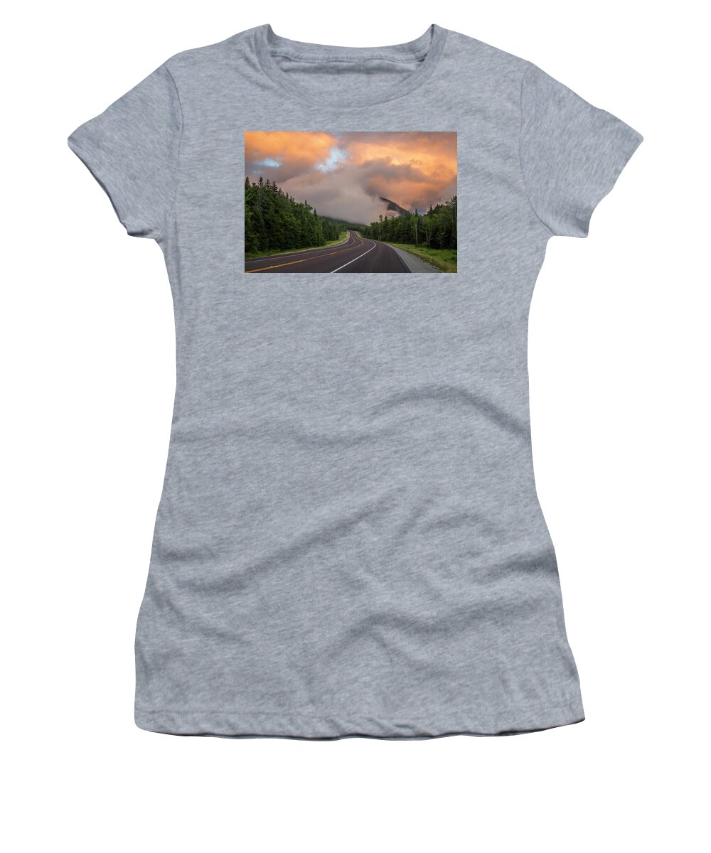 Crawford Women's T-Shirt featuring the photograph Crawford Notch Sunset Road by White Mountain Images
