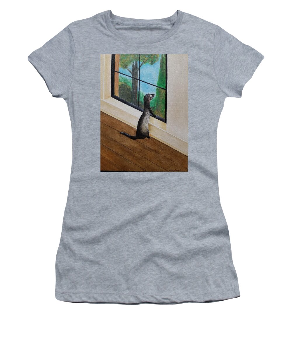 Critters Women's T-Shirt featuring the painting Critter Quarantine by Jimmy Chuck Smith