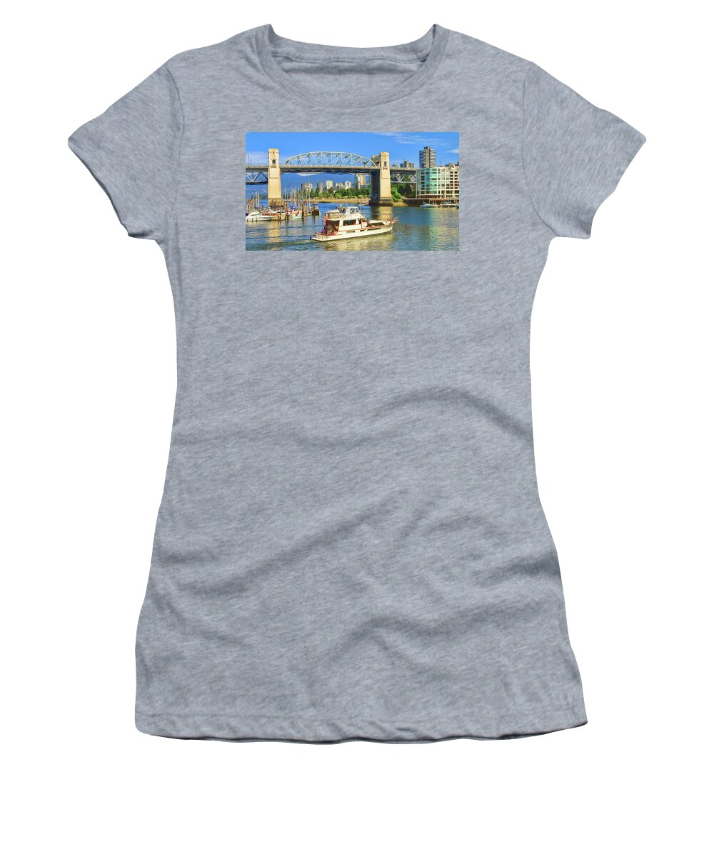 Vancouver Women's T-Shirt featuring the photograph Crossing False Creek in Grandville Island Harbour in Vancouver, Canada by Ola Allen