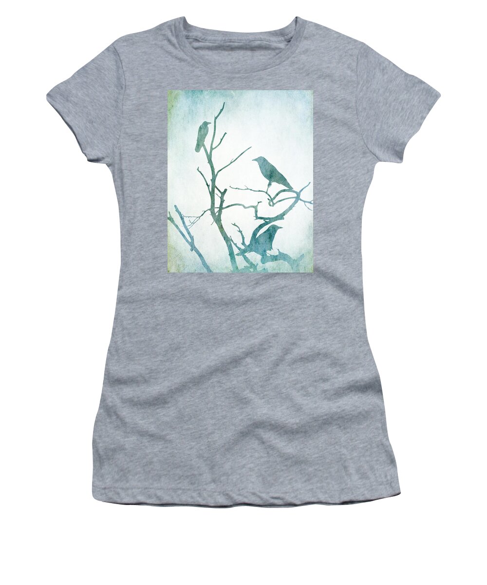Bird Women's T-Shirt featuring the digital art Crow Birds on Tree Bird 93 by Lucie Dumas