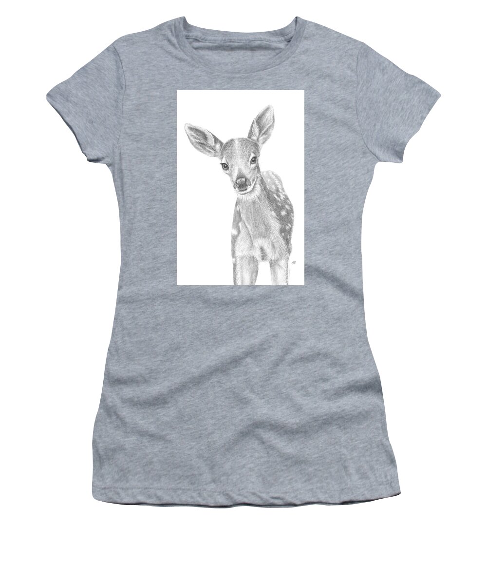 Fawn Women's T-Shirt featuring the painting Curious Fawn by Monica Burnette