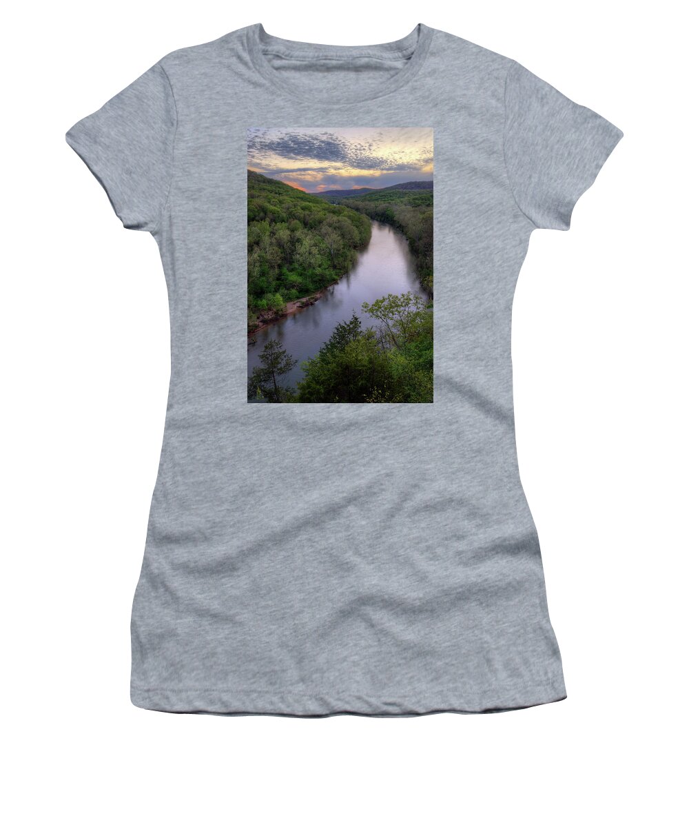 River Women's T-Shirt featuring the photograph Current River from Bee Bluff #1 by Robert Charity