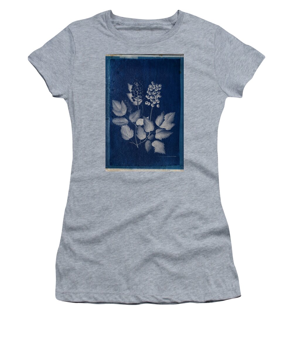 Cyanotype Photo Of A Plant - Medical Botany - 7 Women's T-Shirt featuring the photograph Cyanotype Photo of a plant - medical botany - 7 by Celestial Images