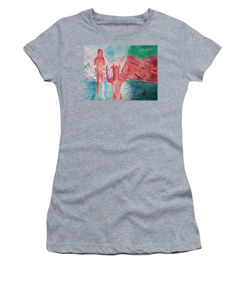 Sculpture Women's T-Shirt featuring the painting Cycladic Tune by Enrico Garff