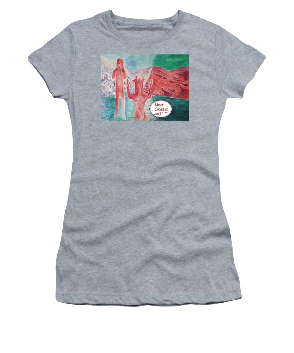 Sculpture Women's T-Shirt featuring the painting Cycladic Tune ModClassic Art by Enrico Garff