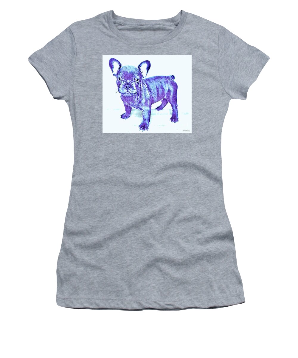 Blue French Bulldog. Frenchie. Dog. Pets. Animals. Women's T-Shirt featuring the digital art Da Ba Dee by Denise Railey