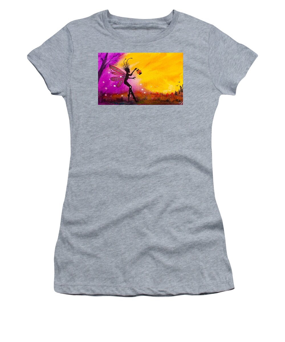 Fairy Women's T-Shirt featuring the painting Dainty Fairy by Deahn Benware