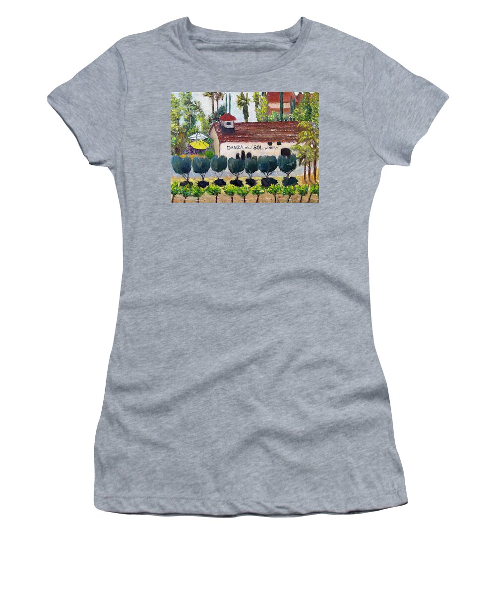 Danza Del Sol Women's T-Shirt featuring the painting Danza del Sol Winery by Roxy Rich