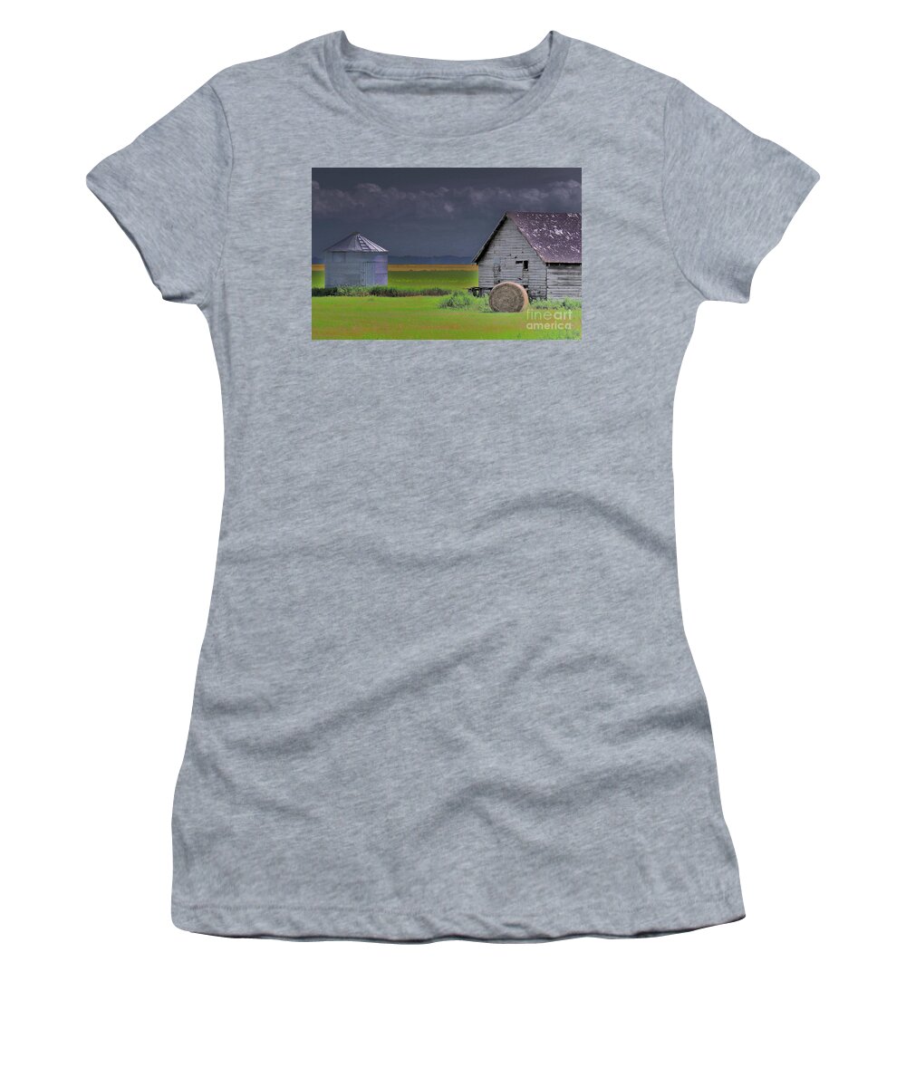 Canada Women's T-Shirt featuring the photograph Dark Farmland by Mary Mikawoz