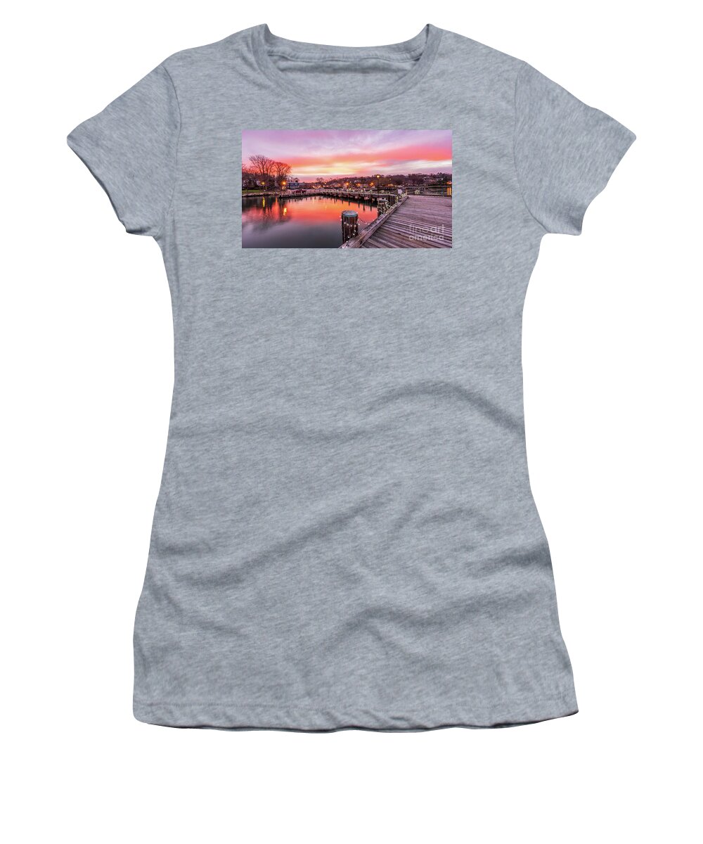 Pier Women's T-Shirt featuring the photograph Dawn Over Northport Harbor by Sean Mills