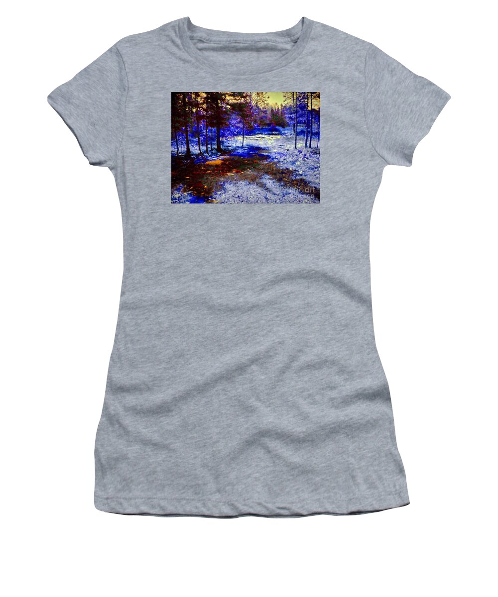  Women's T-Shirt featuring the photograph Daylight on the Pond by Shirley Moravec