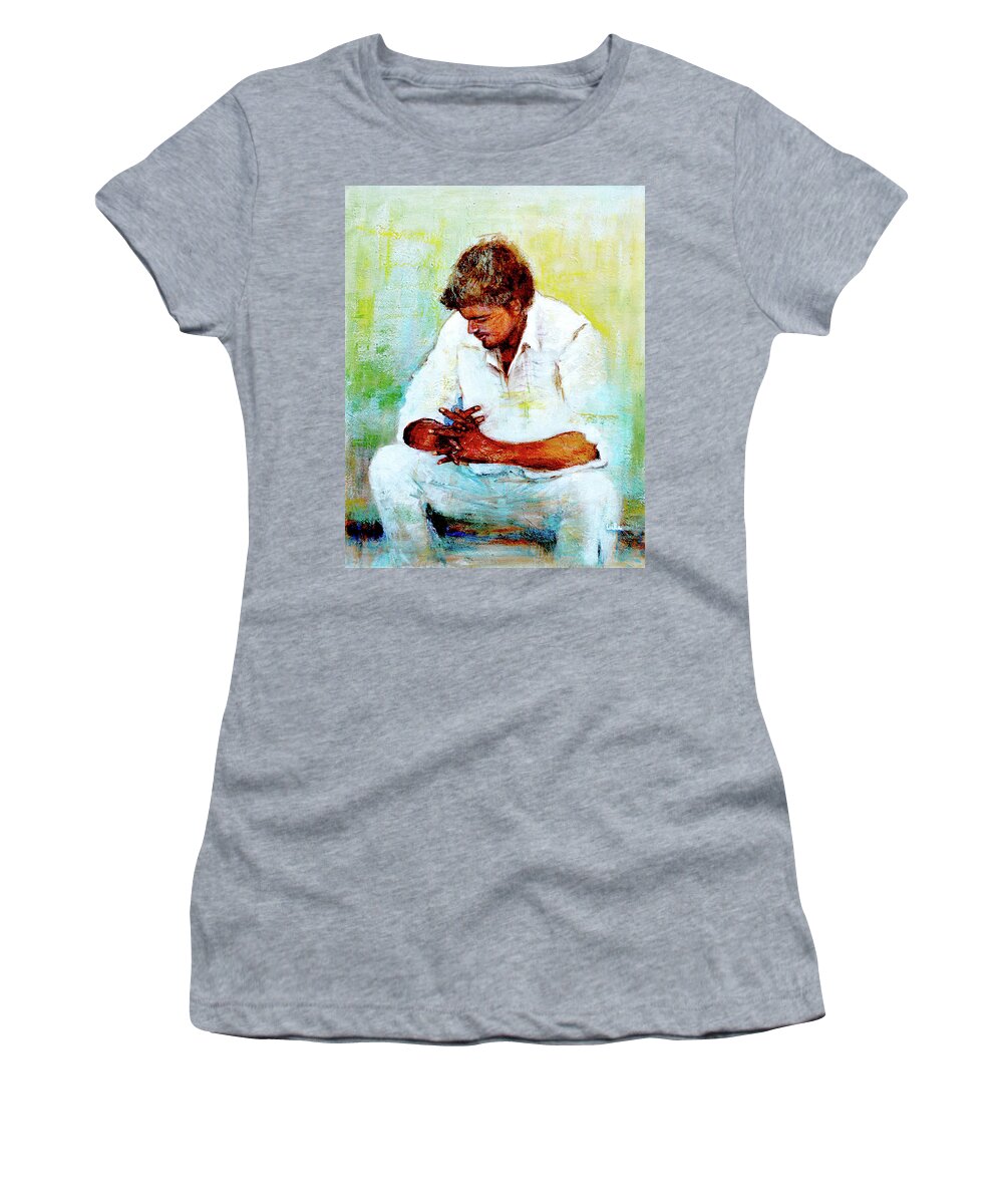Deep In Thought Women's T-Shirt featuring the painting Deep in Thought by Usha Shantharam